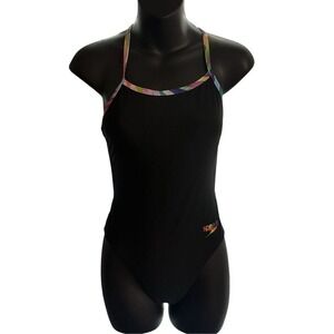 Nice Speedo Women's Pride Solid One Back One Piece Black Swimsuit One Piece size